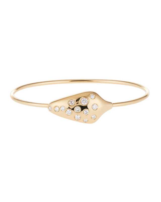 18K Yellow Gold Snake Head Bangle with Diamonds